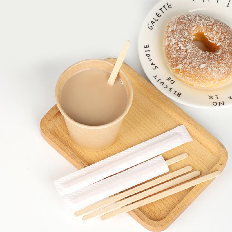 Eco Friendly And Disposable Wooden Coffee Stir Sticks Individually Wrapped