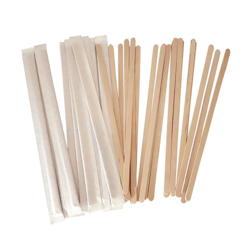WWYICHEN 200pcs 7 Inch Disposable Independent Wrapped Wooden Coffee Stirrers 