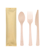160mm Biodegradable Wooden Cutlery Set With Napkin