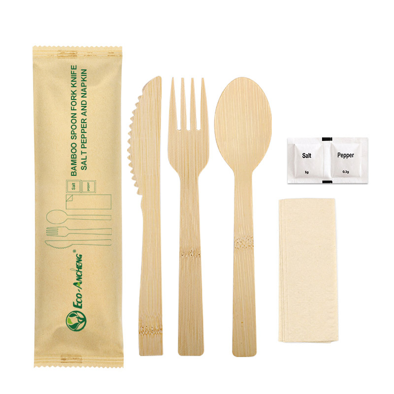 6 in 1 Disposable Bamboo Cutlery Set