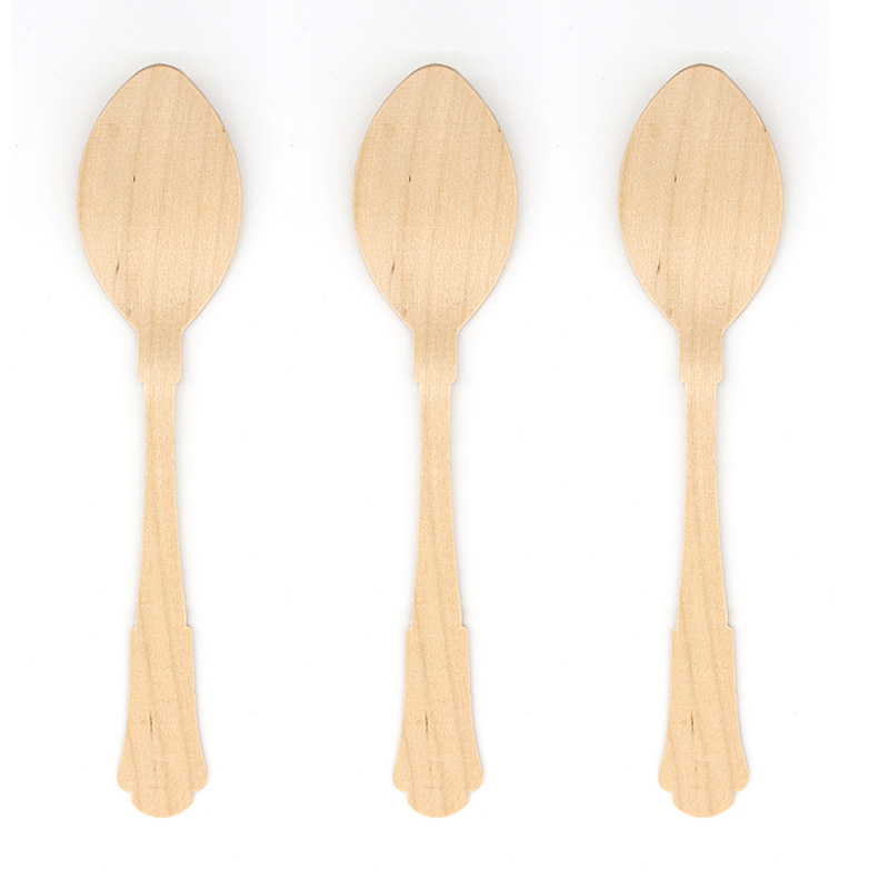 Biodegradable And Disposable 195mm Wooden Takeaway Spoons For Restaurant