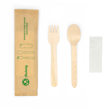 Kraft Paper Wrapped Disposable Wooden Eco Spoons And Forks