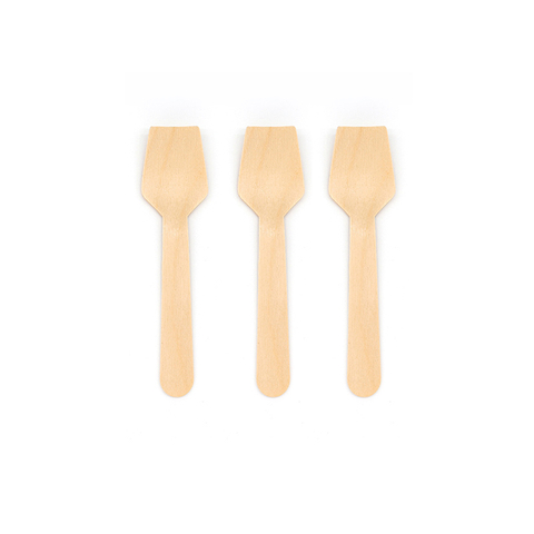 95mm Mini Biodegradable Eco Friendly Wood Disposable Dessert Spoons