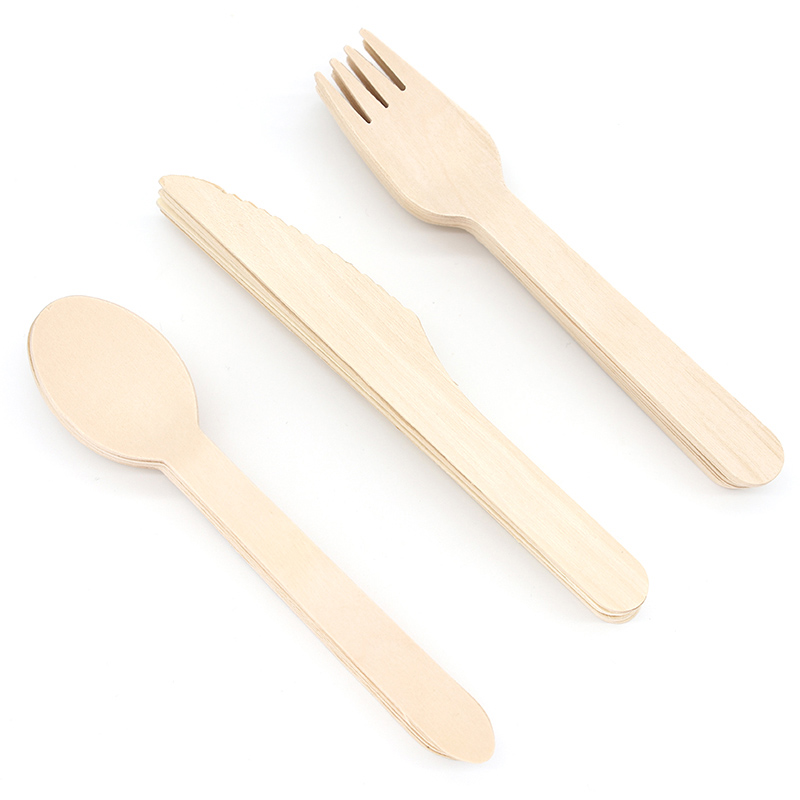 Disposable Eco Wooden Spoon Fork And Knife Set